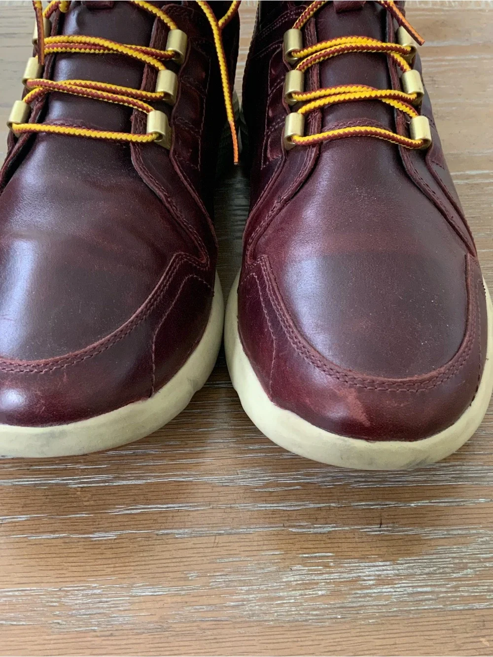Timberland Men’s Burgundy Leather Lace-Up Hiker Boots US 9.5